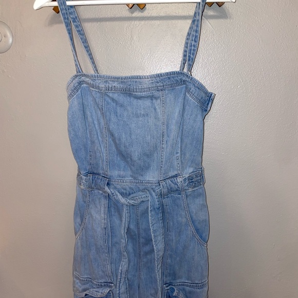 Free People GoWest Denim Overalls Chambray Jumpsuit - Picture 5 of 14